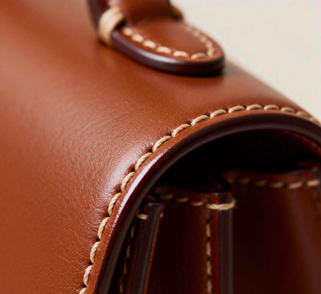jimeng 2026 01 09 8399 extreme close up detail of leather handb...